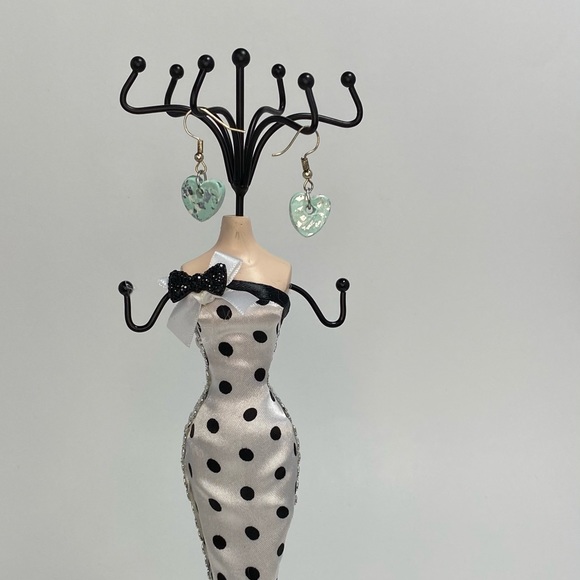 Unique Handmade Polymer Clay Pastel Heart Earrings - Picture 3 of 16